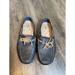 BASS AMALFI Mens Size 7 Black Moccasins tie/slip on Driving Shoe Made in Brazil